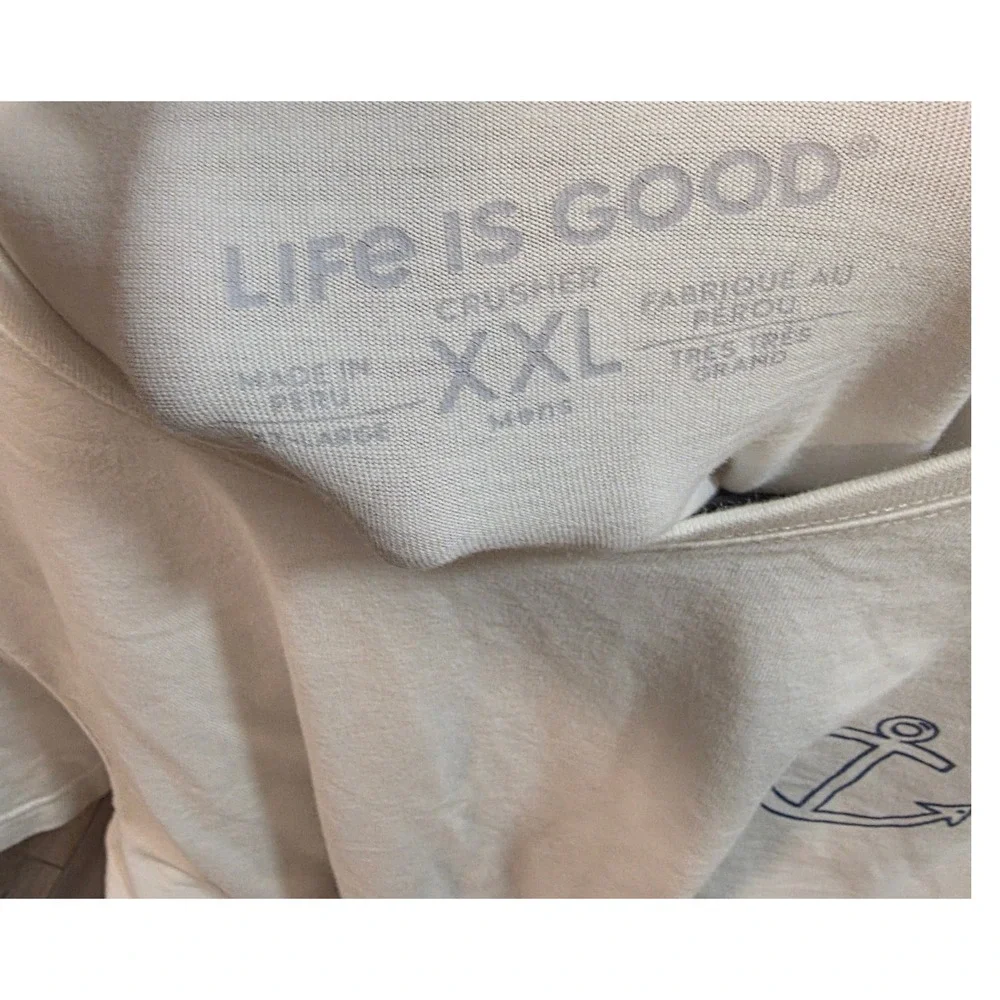 Life is Good Mens XXL Crusher Tee White Sailboat Anchor Graphic T-Shirt